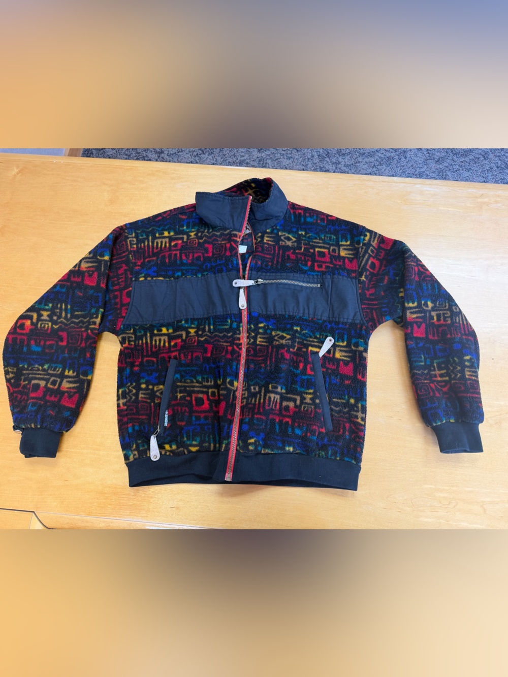 VTG Obermeyer Mens LRG 1/4 Zip Fleece Aztec Abstract Print